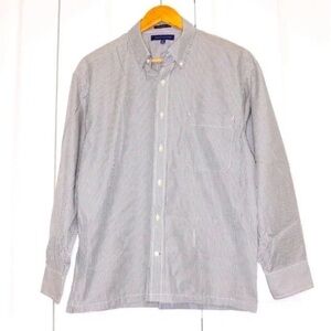 Tommy Hilfiger White and Grey Striped Dress Shirt